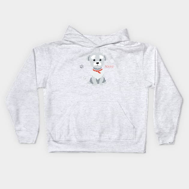 Funny maltese dog sitting Kids Hoodie by kavalenkava